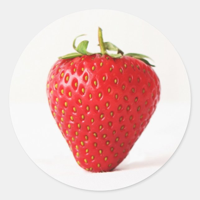 One Red Strawberry stka Classic Round Sticker (Front)