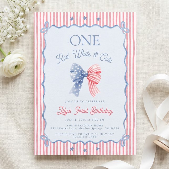 One Red White & Cute 1st Birthday Invitation (Creator Uploaded)