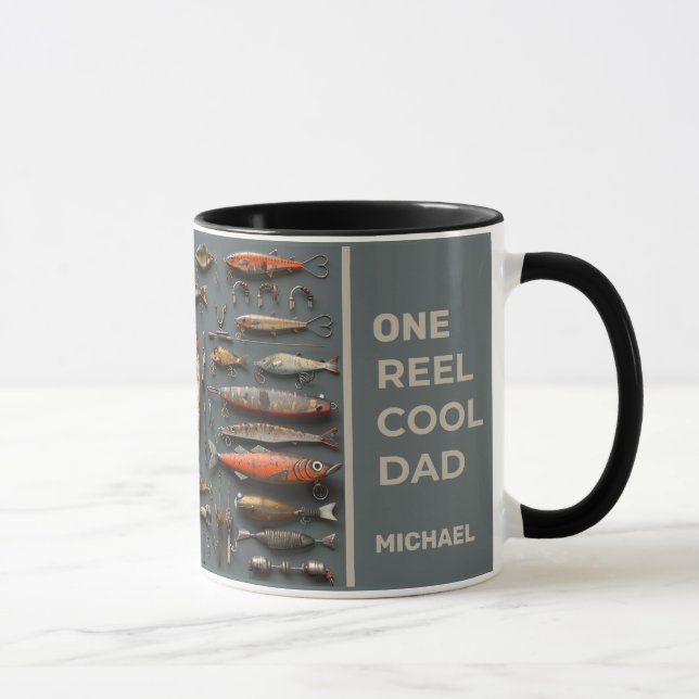 One Reel Cool Dad - Fisherman Father's Day Coffee Mug (Right)