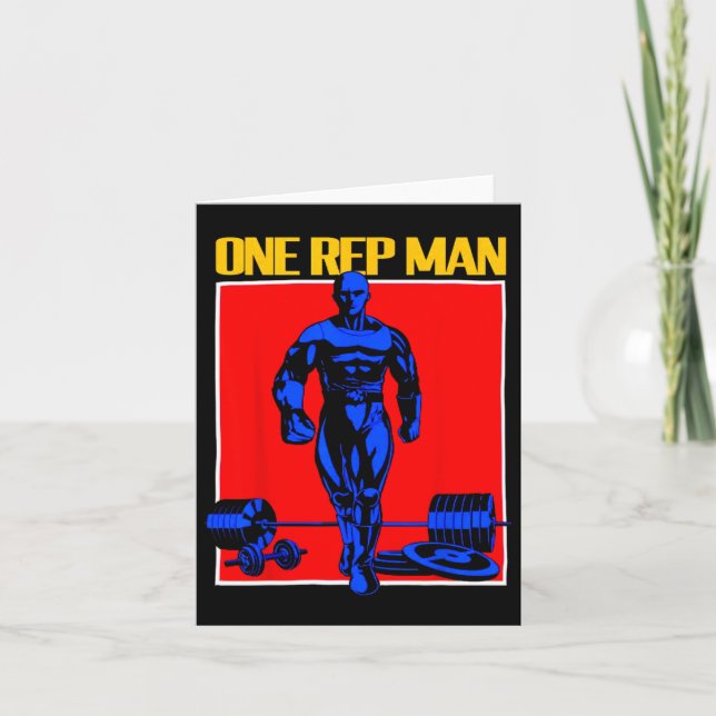 One Rep Man Weightlifting Bodybuilding Gym Workout Card (Front)