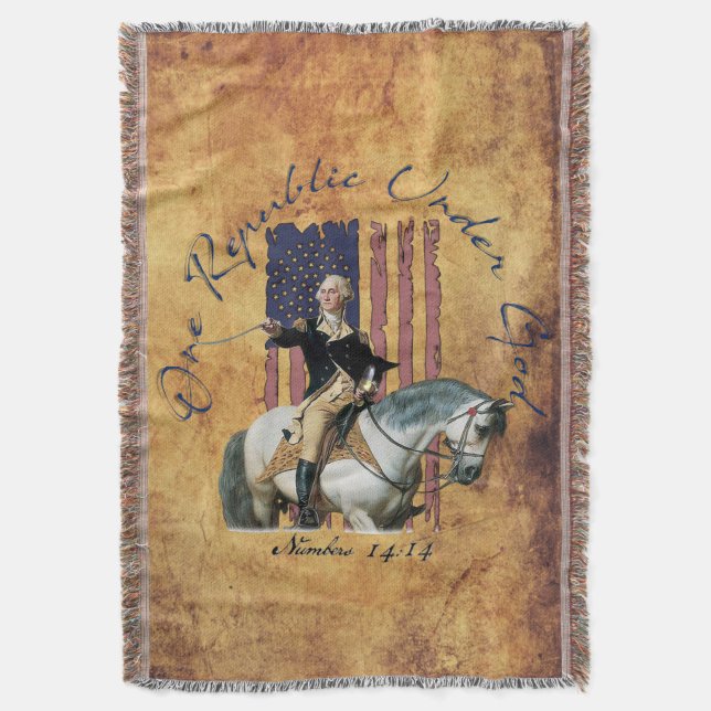 One Republic Under God Washington Numbers14 Throw Blanket (Front Vertical)
