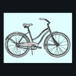 One Retro Bike Poster<br><div class="desc">Women's retro cruiser bike poster.</div>