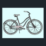 One Retro Bike Poster<br><div class="desc">Women's retro cruiser bike poster.</div>