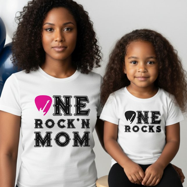One Rock'n Mom Guitar Pick Parent Birthday T-Shirt (Creator Uploaded)