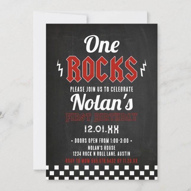 One Rocks Birthday Guitar Concert Invitation (Front)