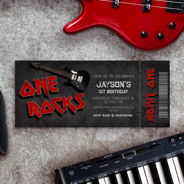One Rocks - Boy 1st Birthday Ticket Invitation (Creator Uploaded)