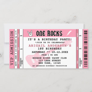 ONE ROCKS CONCERT TICKET 1ST BIRTHDAY INVITATION