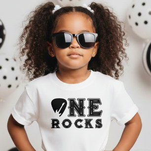 One Rocks Guitar Pick 1st Birthday Party Baby T-Shirt