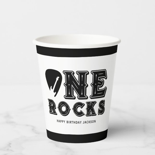 One Rocks Guitar Pick 1st Birthday Party Paper Cups (Front)