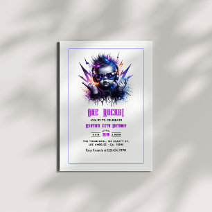 One Rocks! Rock On 1st Birthday Party Invitation
