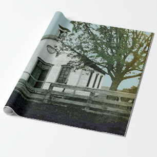 ONE ROOM SCHOOL SCHOOLHOUSE WATERCOLOR TEACHER WRAPPING PAPER
