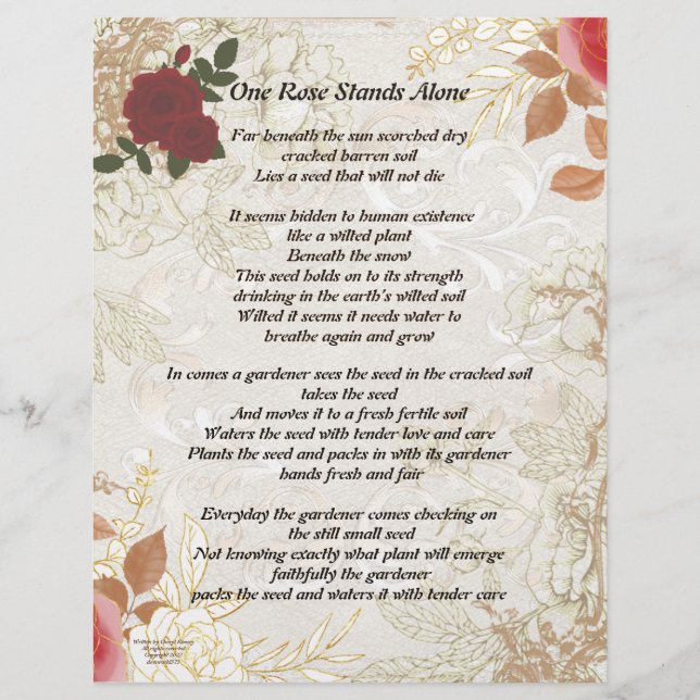 One Rose Stands Alone Vintage Personal Stationary (Front)