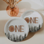 One Rustic Green Trees 1st Birthday  Paper Plate<br><div class="desc">Rustic "one" 1st birthday party paper plates.</div>