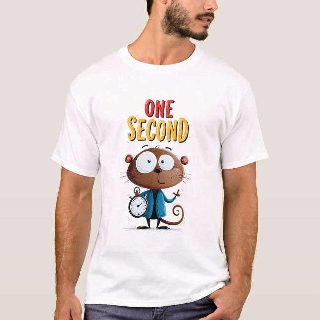 One Second Funny Monkey Office Humour Gift T-Shirt (Front)