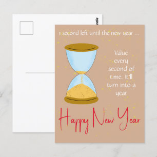 One Second Hourglass New Year Postcard
