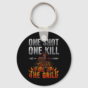 One Shot One Kill Fire Grill Deer Hunting  Key Ring