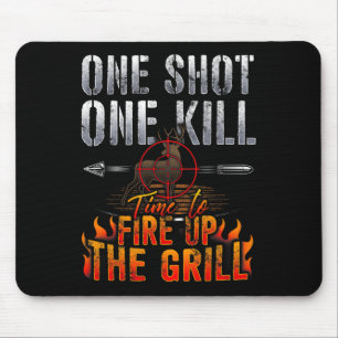 One Shot One Kill Fire Grill Deer Hunting  Mouse Mat