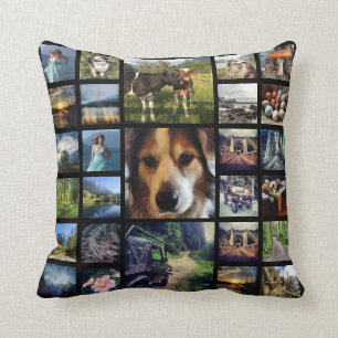 One Side 27 Instagram Photo Collage Black Cushion