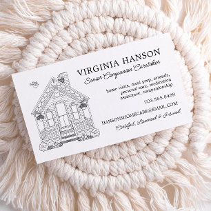 One Sided House Drawing Caregiver Services Business Card