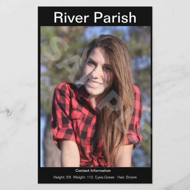 One Sided Model Head-shot Comp/Zed Card (Front)