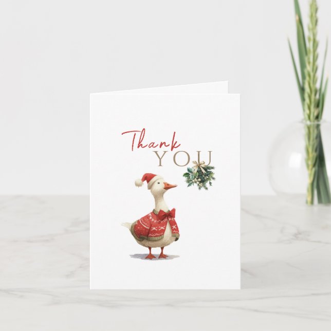 One Silly Christmas Goose Fest Winter Birthday  Thank You Card (Front)
