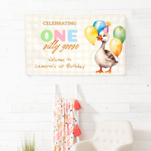 One Silly Goose 1st Birthday Boy Girl Welcome Banner