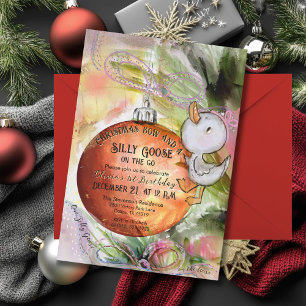 One Silly Goose" 1st Birthday & Christmas Party Invitation