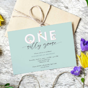 One Silly Goose 1st Birthday Cute Invitation