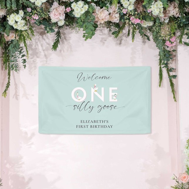 One Silly Goose 1st Birthday Cute Welcome Simple Banner (Creator Uploaded)