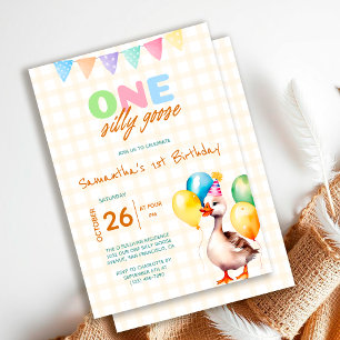 One Silly Goose 1st Birthday gender neutral Invitation