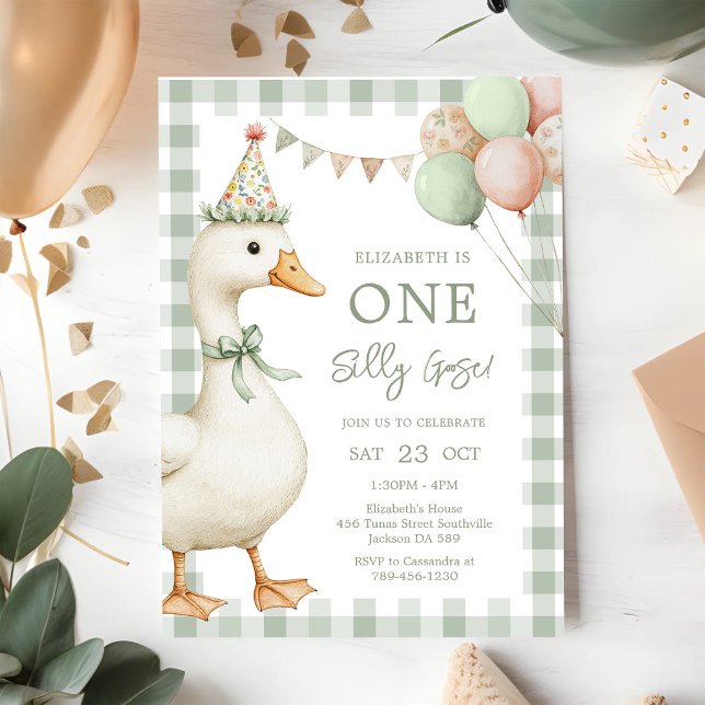 One Silly Goose 1st Birthday Invitation (Creator Uploaded)