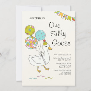 One Silly Goose 1st Birthday Invitations