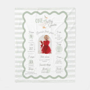 One Silly Goose 1st Birthday Milestone Fleece Blanket