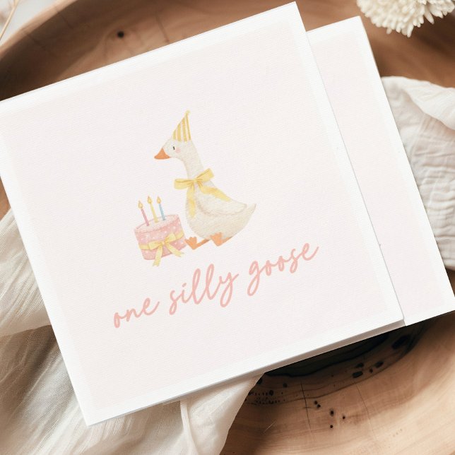 One Silly Goose 1st Birthday Napkin (Creator Uploaded)