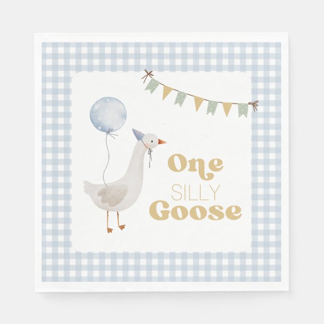 One Silly Goose 1st Birthday Napkins (Front)