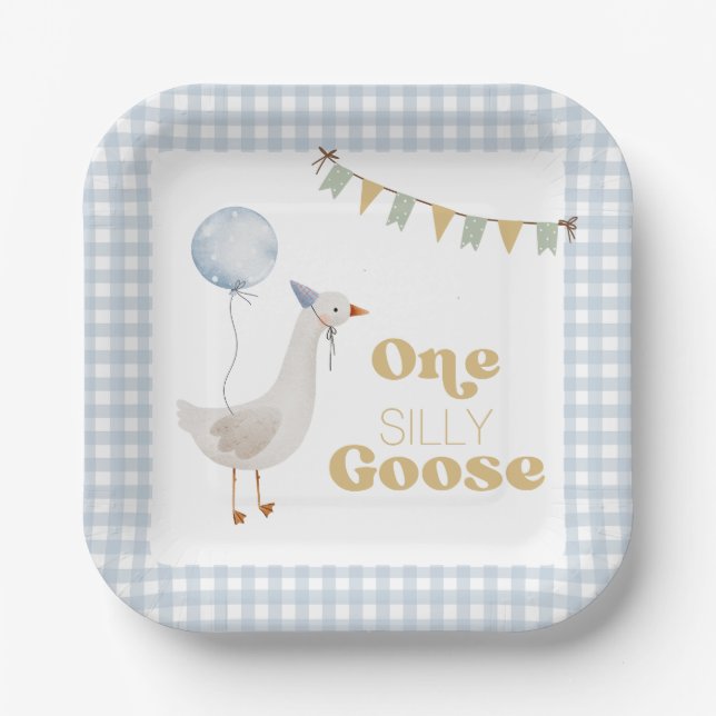 One Silly Goose 1st Birthday  Paper Plate (Front)