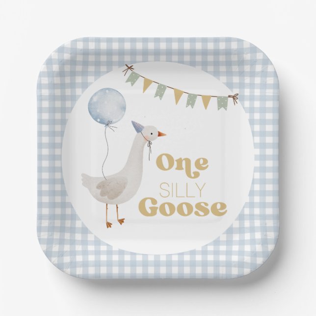One Silly Goose 1st Birthday  Paper Plate (Front)