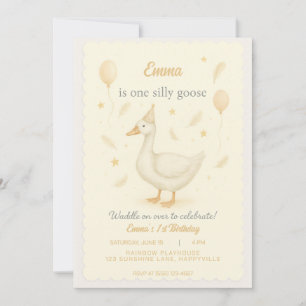 One Silly Goose 1st Birthday Party For Girls Invit Invitation