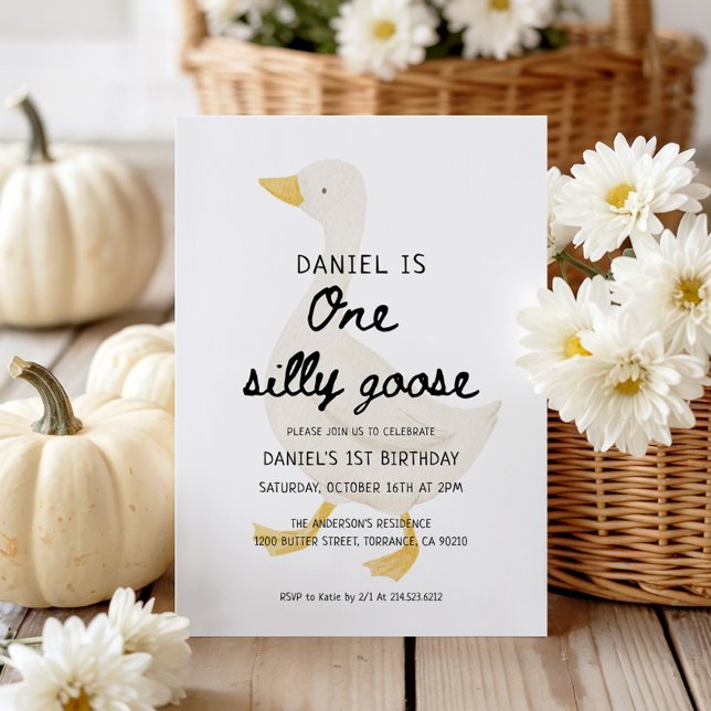 One Silly Goose 1st Birthday Party Invitation (Creator Uploaded)