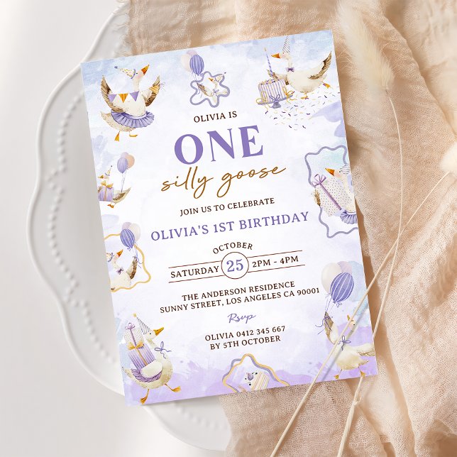 One Silly Goose 1st Birthday Party Invitation (Creator Uploaded)
