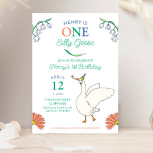 One Silly Goose 1st Birthday Party Invitation