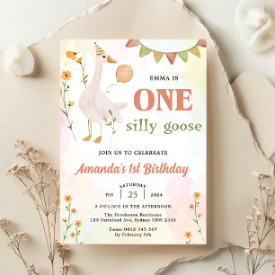 One Silly Goose 1st Birthday Party Invitation
