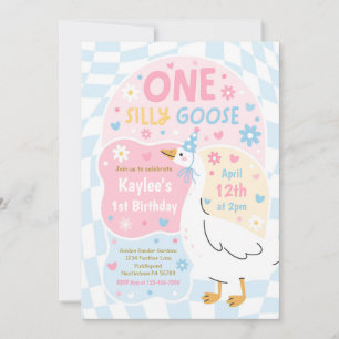 One Silly Goose 1st Birthday Party Spring Birthday Invitation