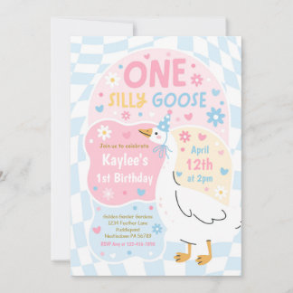 One Silly Goose 1st Birthday Party Spring Birthday Invitation