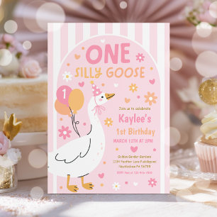 One Silly Goose 1st Birthday Party Spring Birthday Invitation