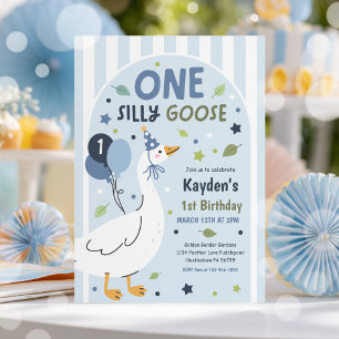 One Silly Goose 1st Birthday Party Spring Birthday Invitation
