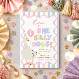 One Silly Goose 1st Birthday Party Spring Birthday Invitation