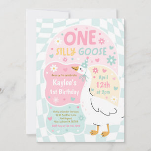 One Silly Goose 1st Birthday Party Spring Birthday Invitation