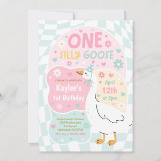 One Silly Goose 1st Birthday Party Spring Birthday Invitation