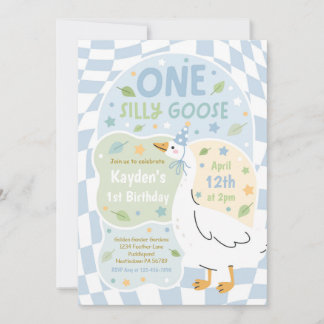 One Silly Goose 1st Birthday Party Spring Birthday Invitation